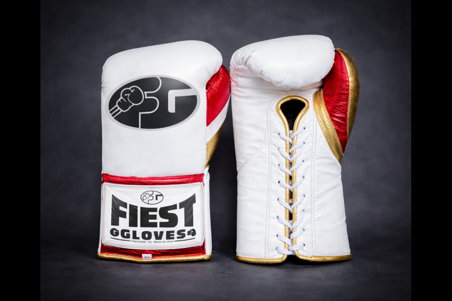 Fiest Boxing Gloves Lace-Up | White/Red/Gold