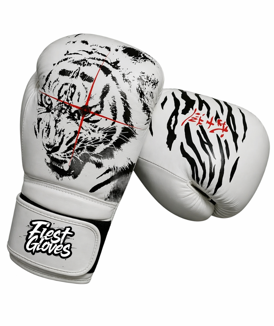 Fiest Winning Style White Boxing Gloves Back View