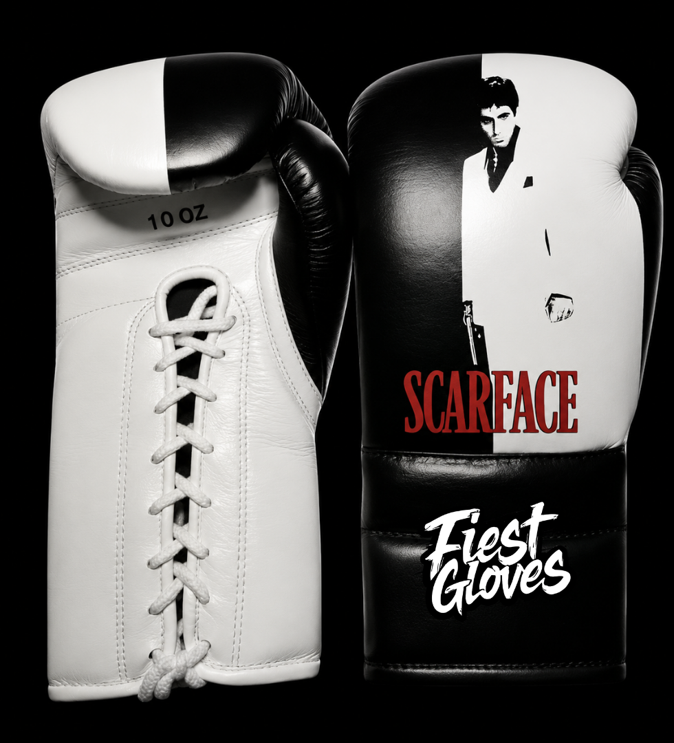 Fiest Winning Style Black/White Lace-Up Boxing Gloves Classic Training