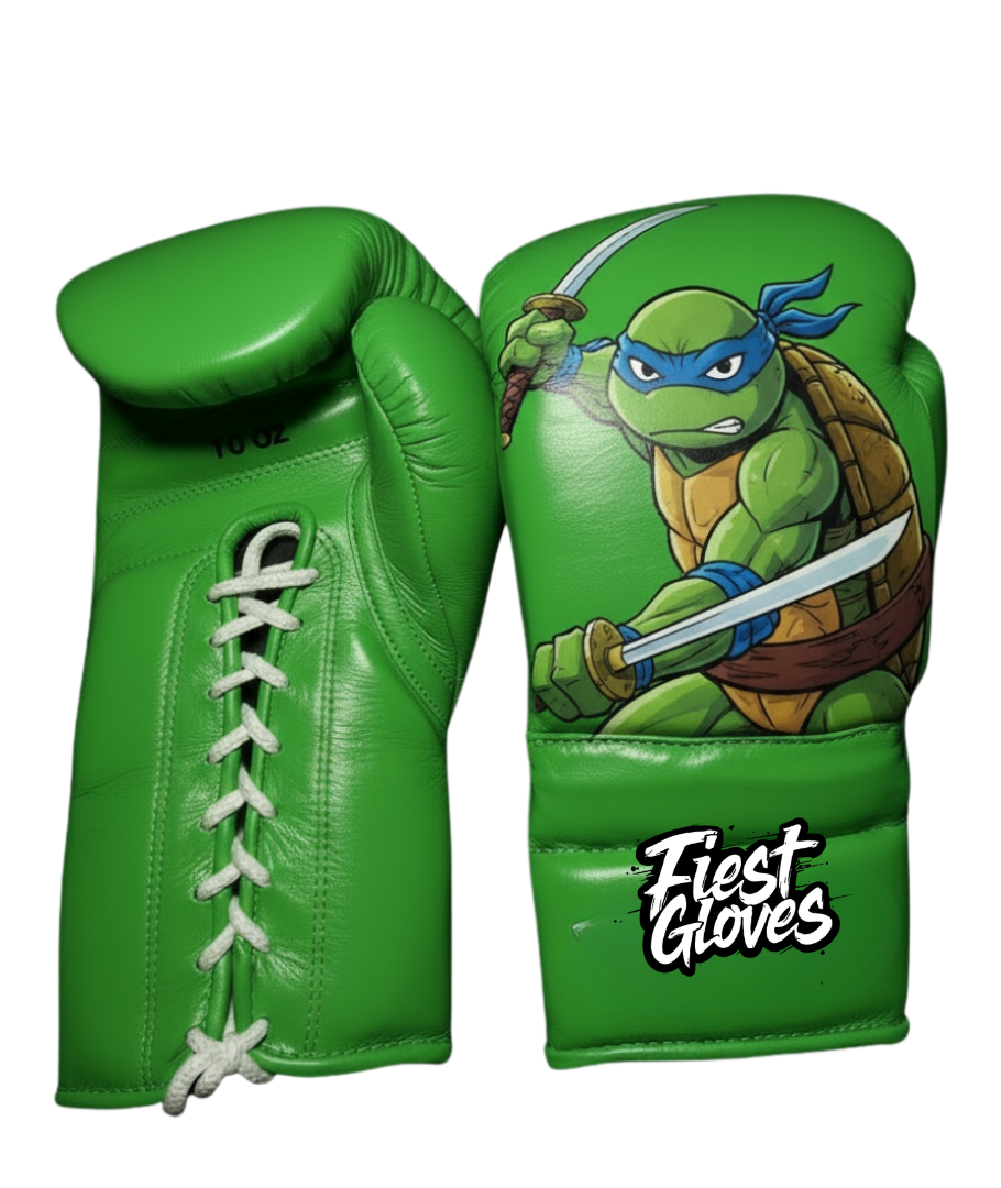 Fiest Winning Style Green Leather Boxing Gloves Heavy Duty Pair