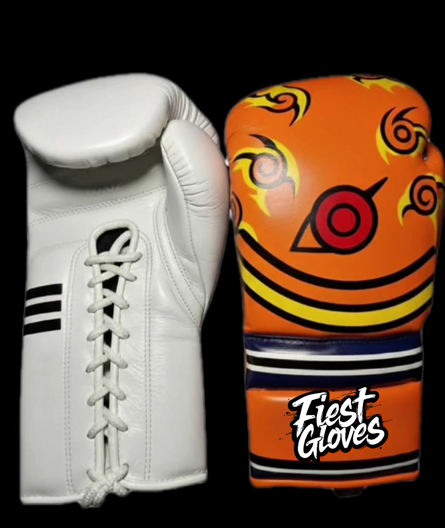 Fiest Winning Style Orange/White Leather Boxing Gloves Heavy Duty Pair