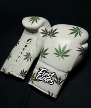 Fiest Winning Style Boxing Gloves White/Green 14oz Leather Training Gloves