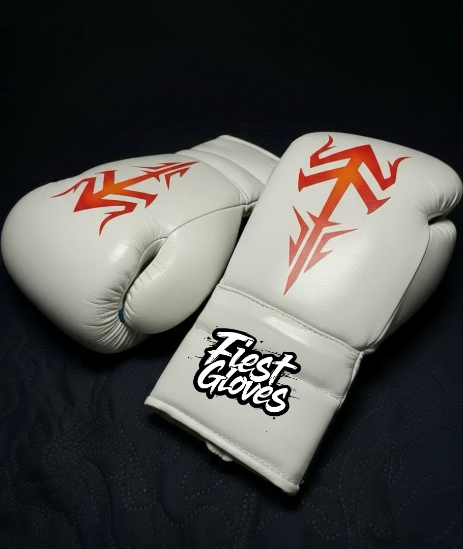 Fiest Winning Style Boxing Gloves White 14oz Leather Training Gloves