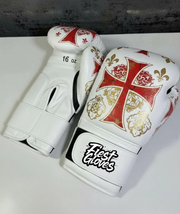 Fiest Winning Style White/Red/Gold Boxing Gloves Custom Training Pair