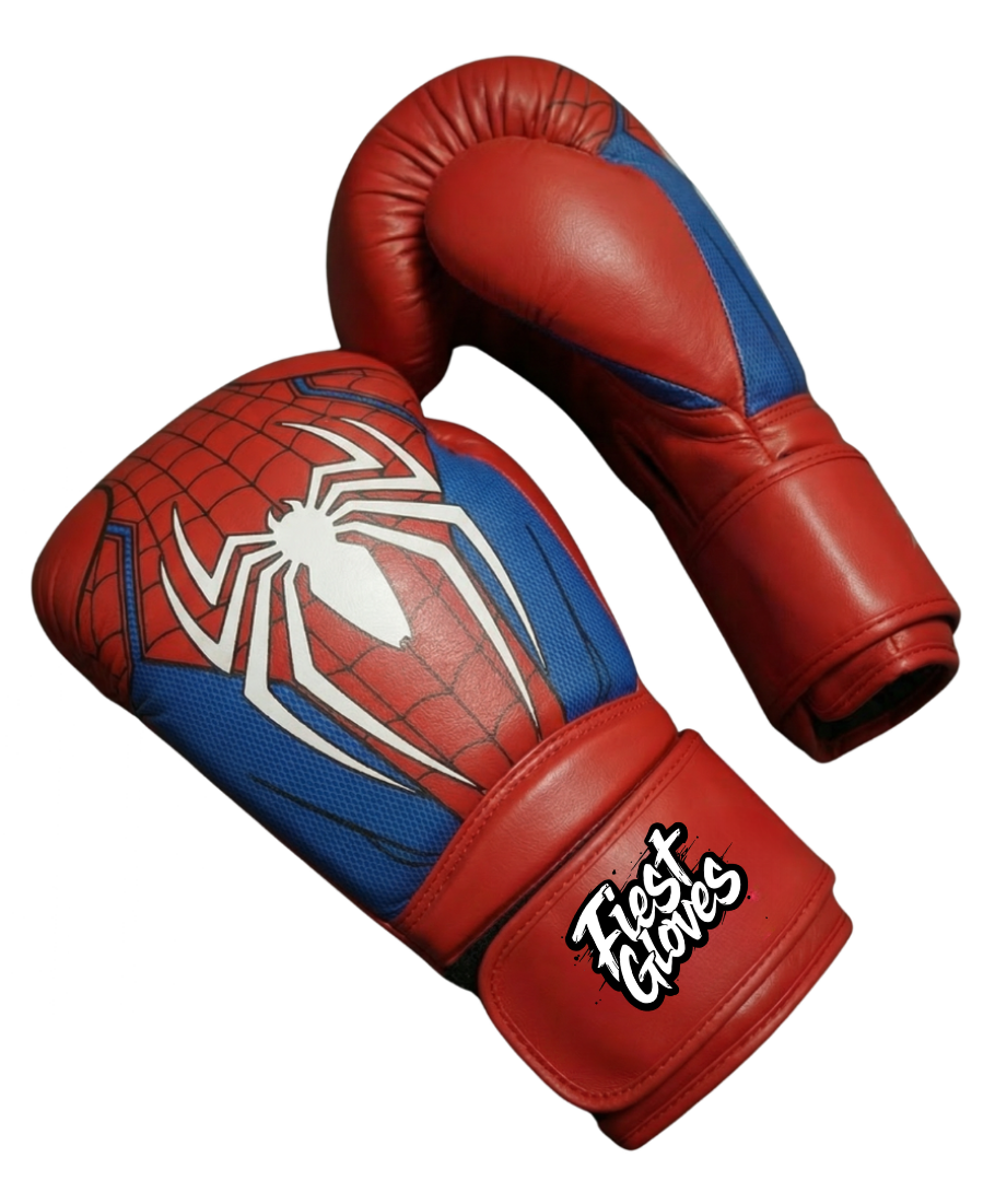 Fiest Winning Style Boxing Gloves Red/Blue Spider Style Back View