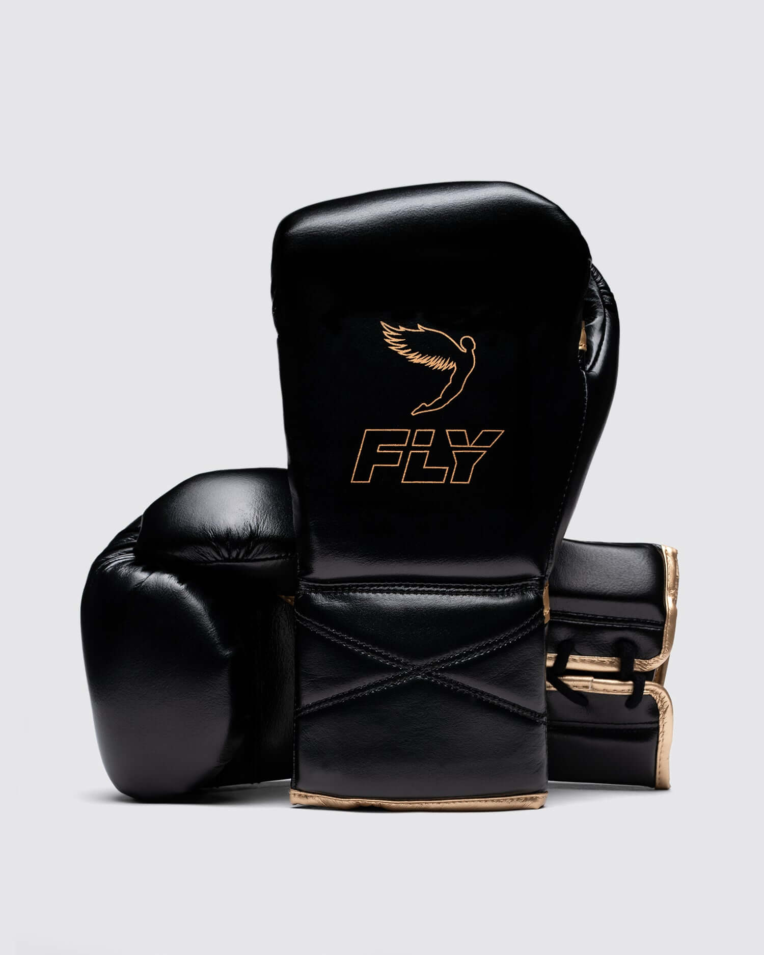 Fly Black/Gold Boxing Gloves Sparring Training Gloves