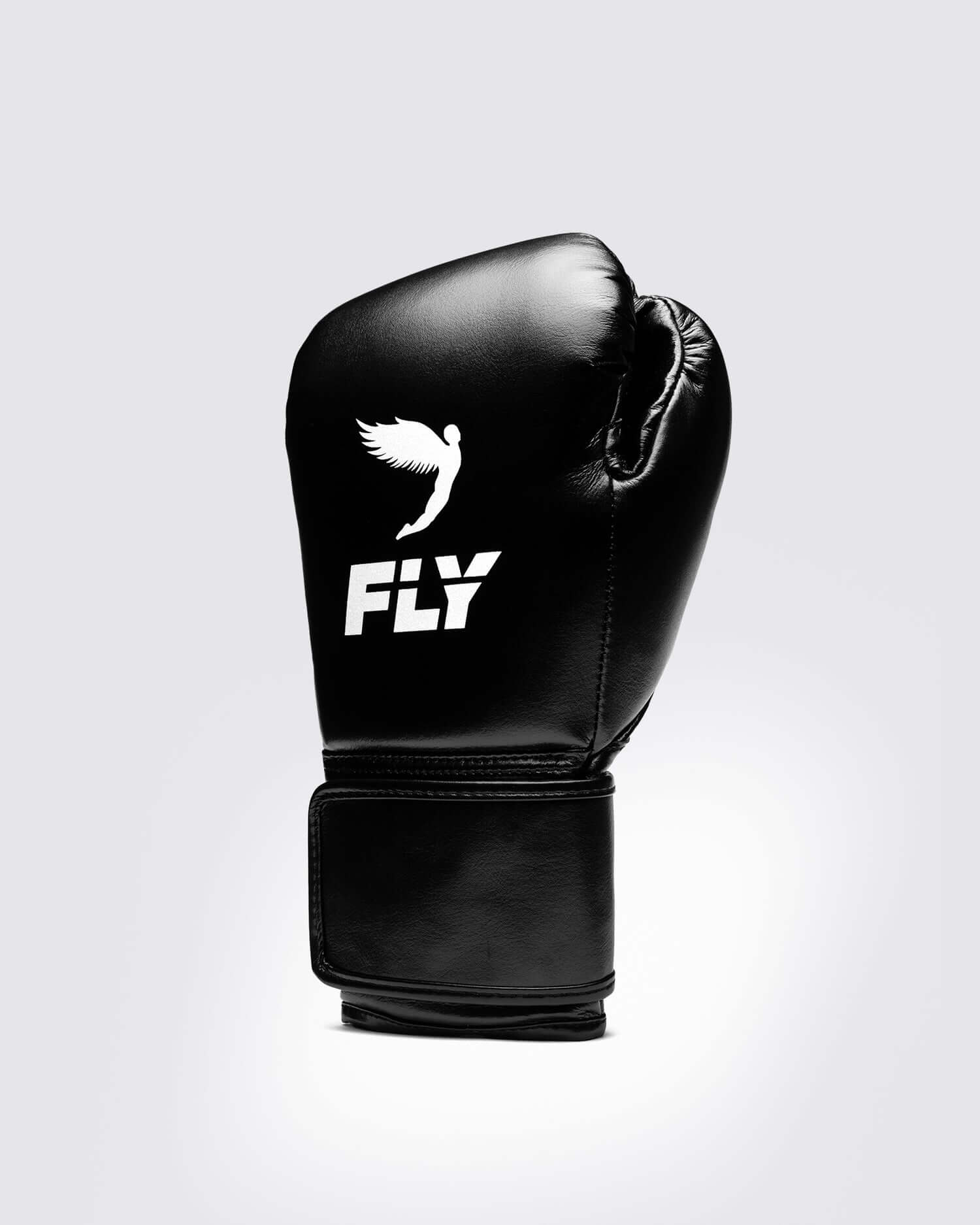 Fly Black/White 14oz Boxing Gloves Custom Sparring Gloves Back View