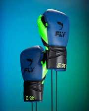 Fly Blue/Black/Green Full View Leather Boxing Gloves