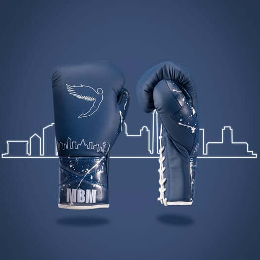 Fly Blue/White 14oz Boxing Gloves Custom Sparring Gloves