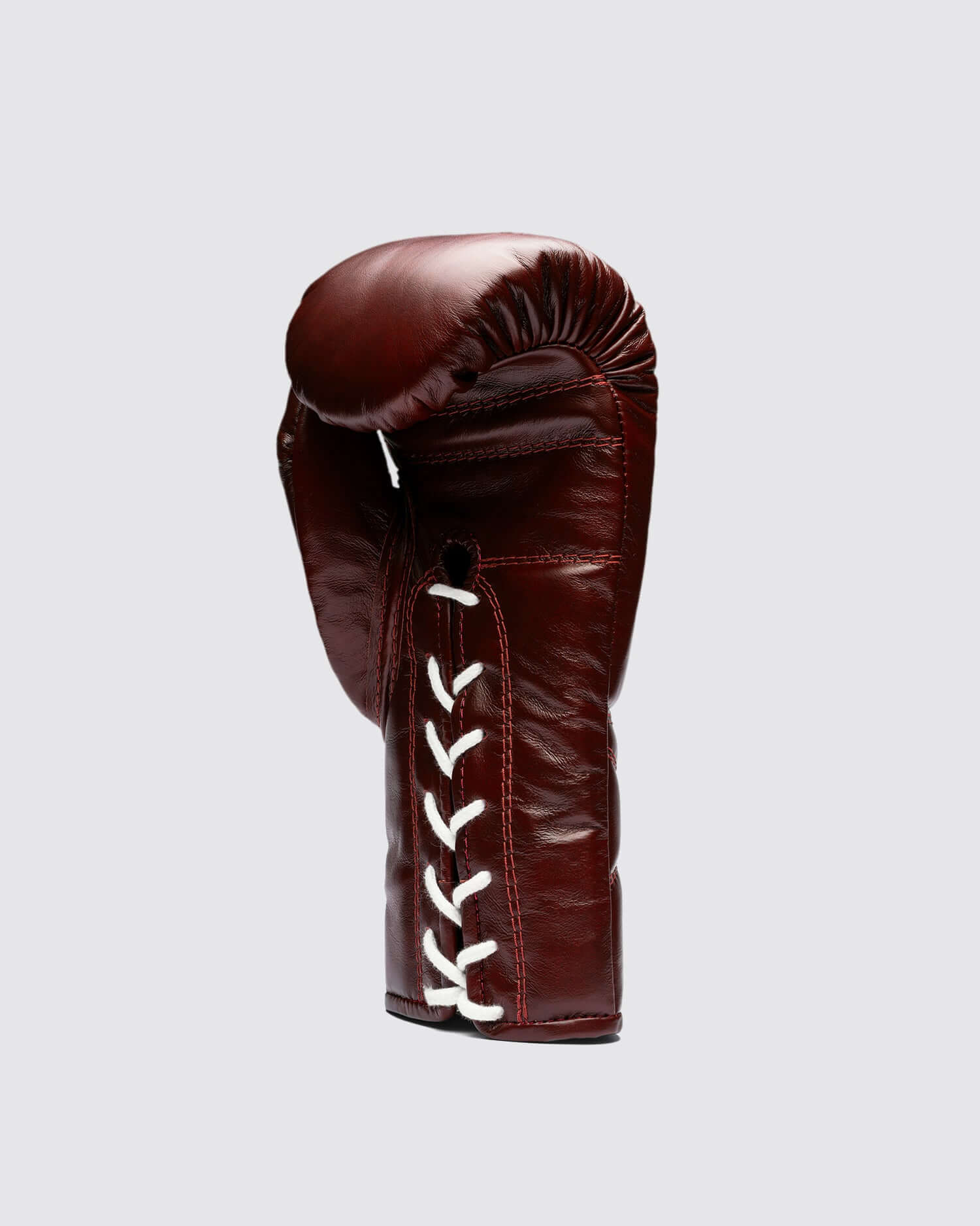 Fly Boxing Gloves Maroon on Hands Training Action Shot front View