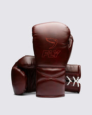 Fly Boxing Gloves Maroon on Hands Training Action Shot