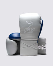 Fly Boxing Gloves Grey/Blue 14oz Leather Training Gloves