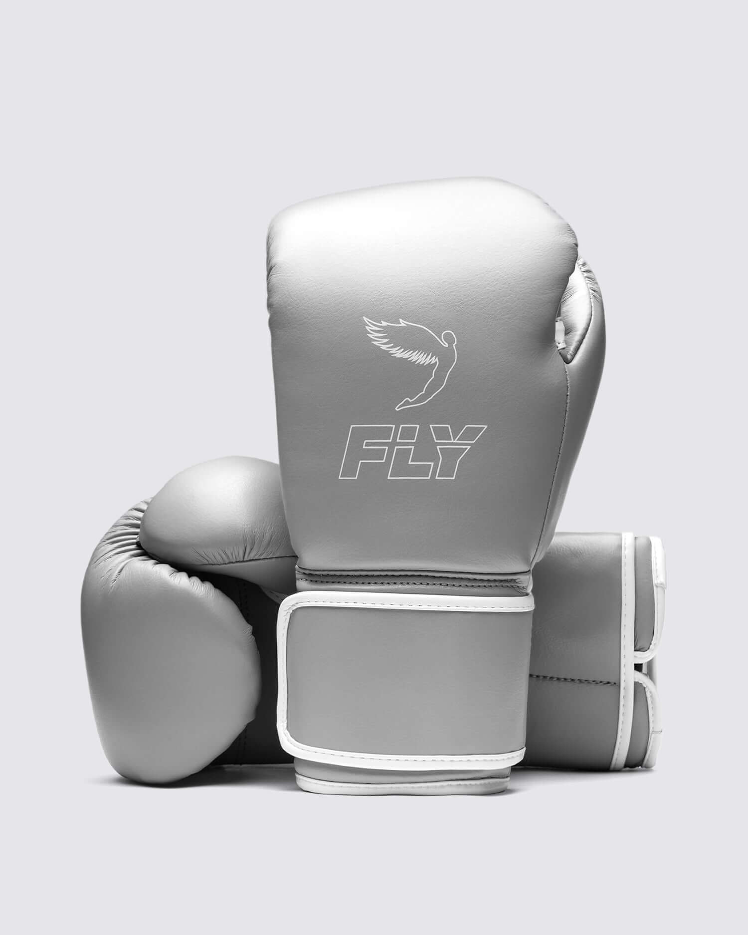 Fly Grey/White Velcro Boxing Gloves Classic Training Gloves