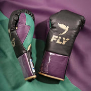 Fly Boxing Gloves Grey/Purple/Green/Gold 14oz Leather Training Gloves