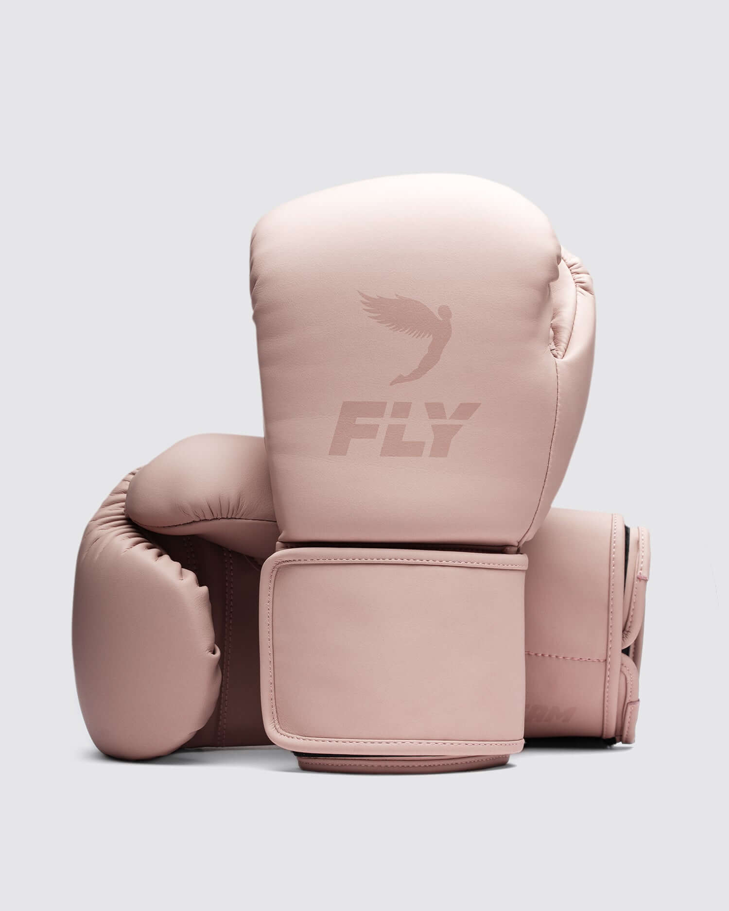 Fly Light-Pink Velcro Boxing Gloves Close Up Detail