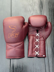 Fly Boxing Gloves Maroon Leather Training Gloves Front View