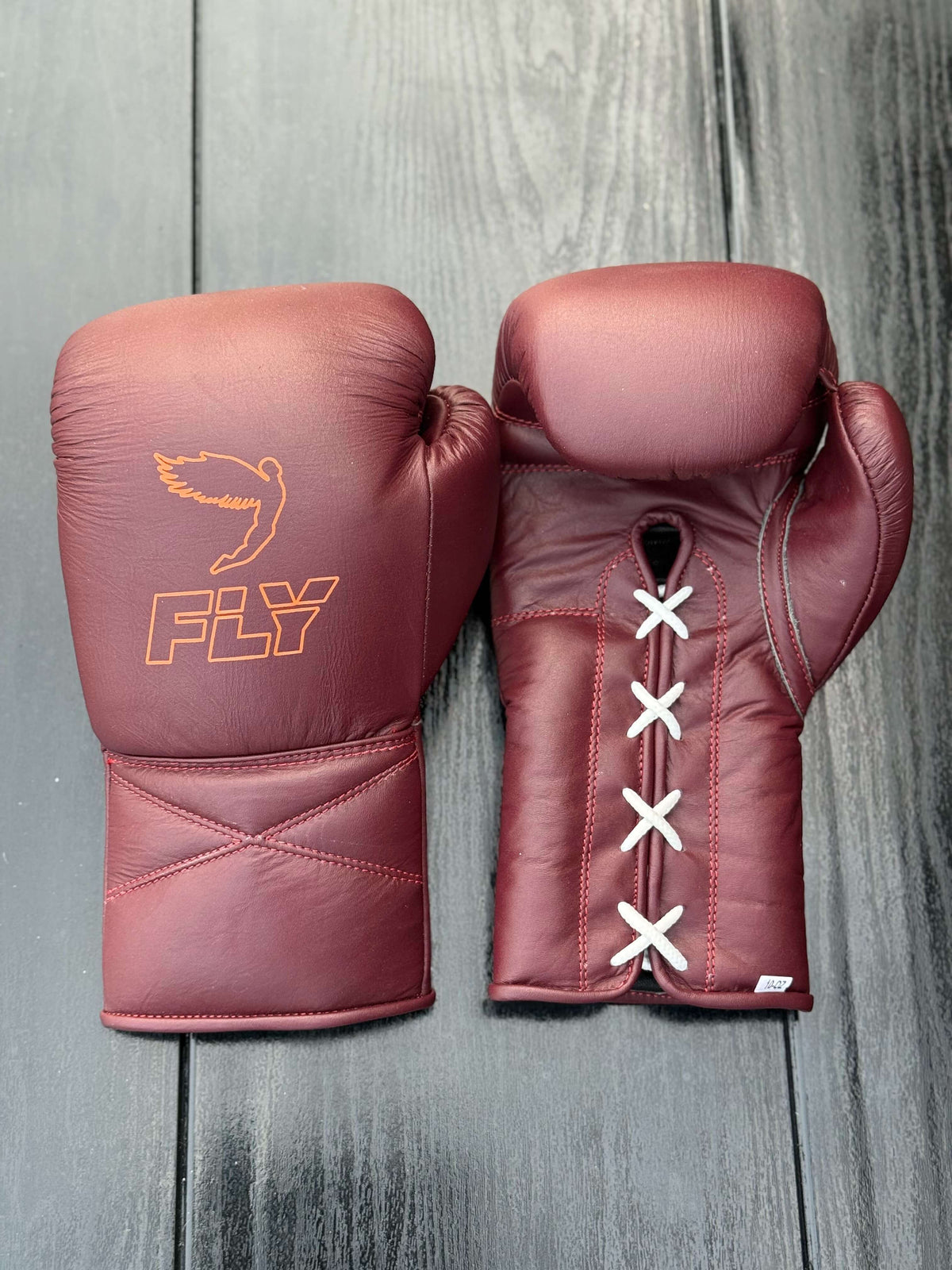 Fly Boxing Gloves Maroon Leather Training Gloves Front View