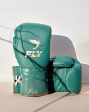 Fly Sea-Green/Gold Boxing Gloves Premium Leather Training Pair