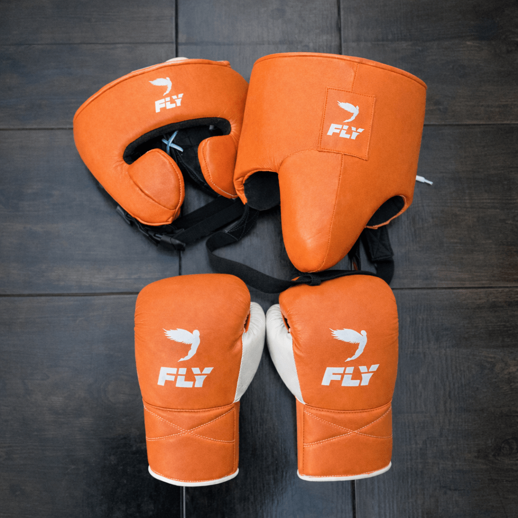 Fly Orange Boxing Set Custom Training Gloves Bundle