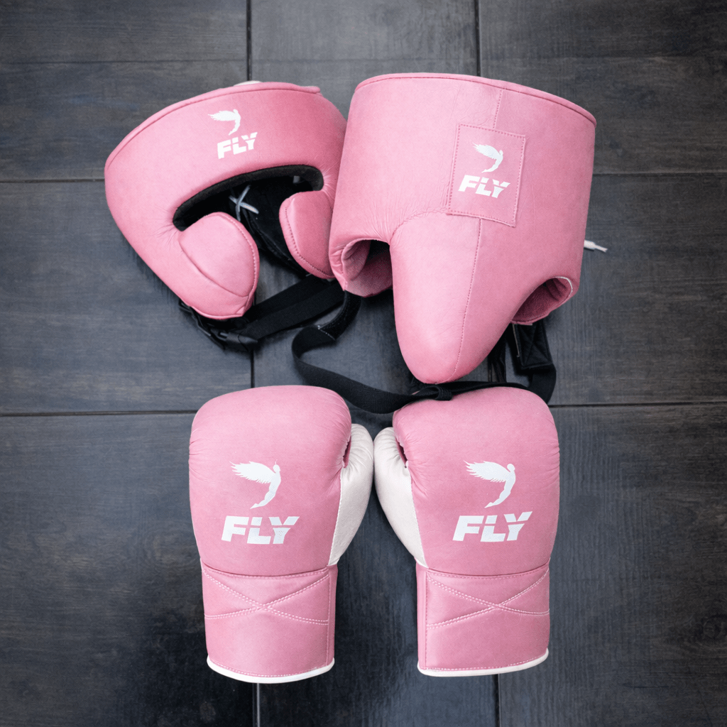 Fly Full Gear Boxing Set Pink 14oz Gloves Training Pack