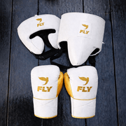 Fly Sea White/Gold Boxing Set Lace-Up Gloves Training Bundle