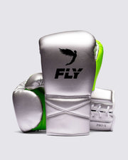 Fly Silver/Parrot Boxing Gloves Premium Quality Training