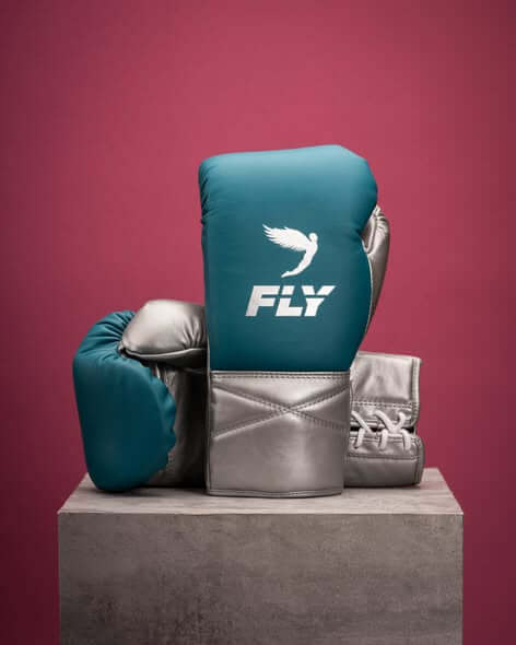Fly Teal-Brown Lace-Up Boxing Gloves Classic Training Gloves