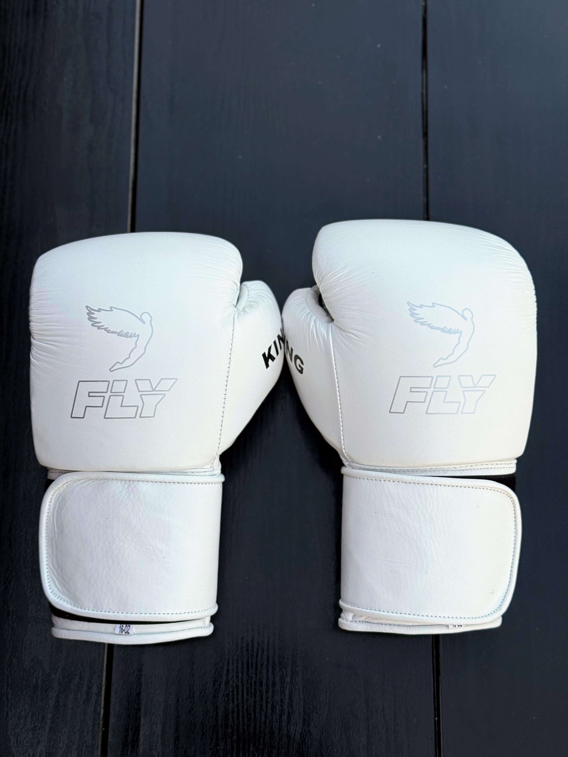 Fly White Boxing Gloves 14oz Premium Training Gloves Back View