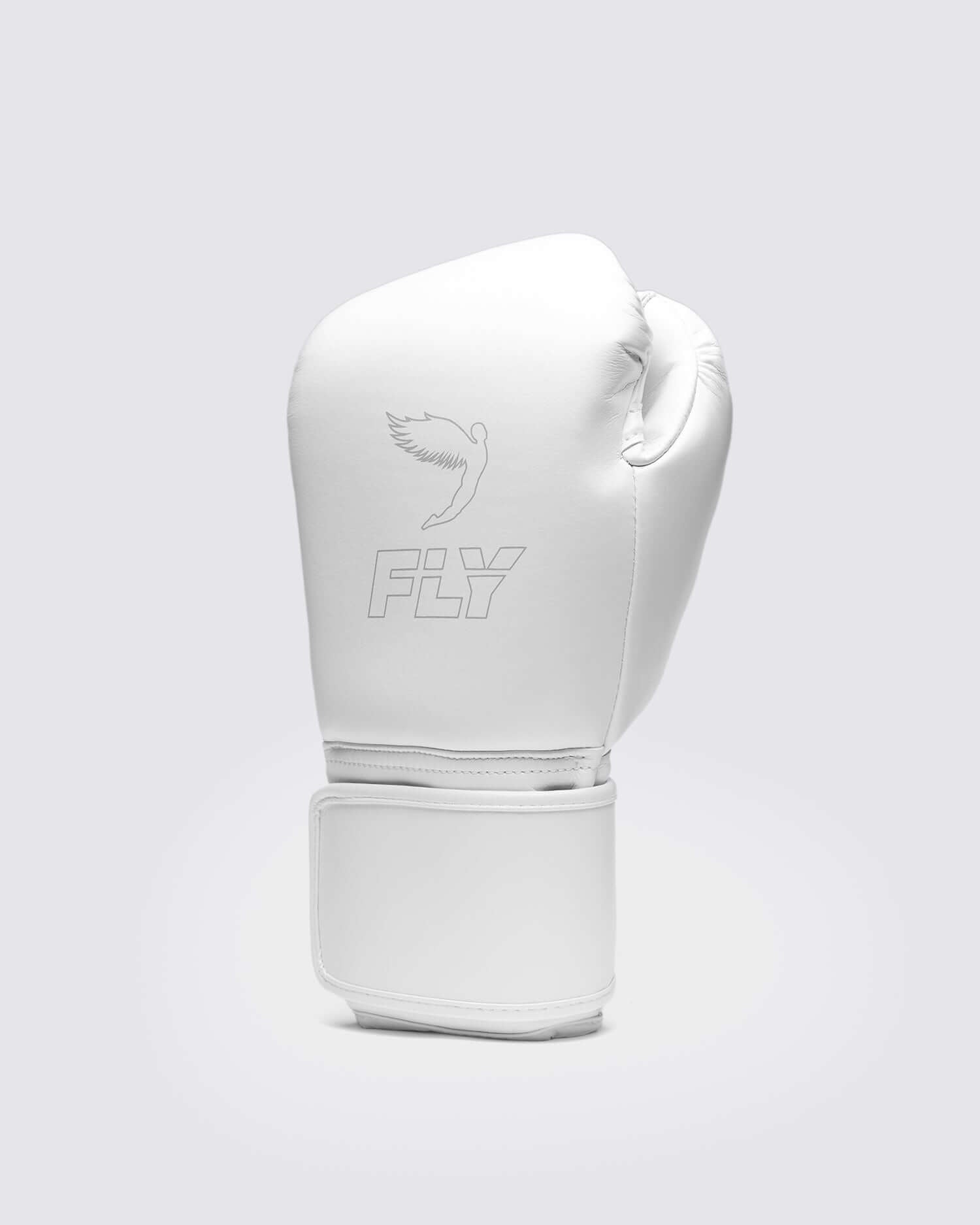 Fly White Boxing Gloves 14oz Premium Training Gloves Back View
