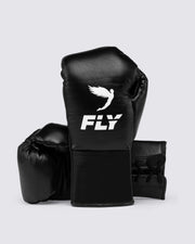 Fly Boxing Gloves Black/White 14oz Leather Training Gloves