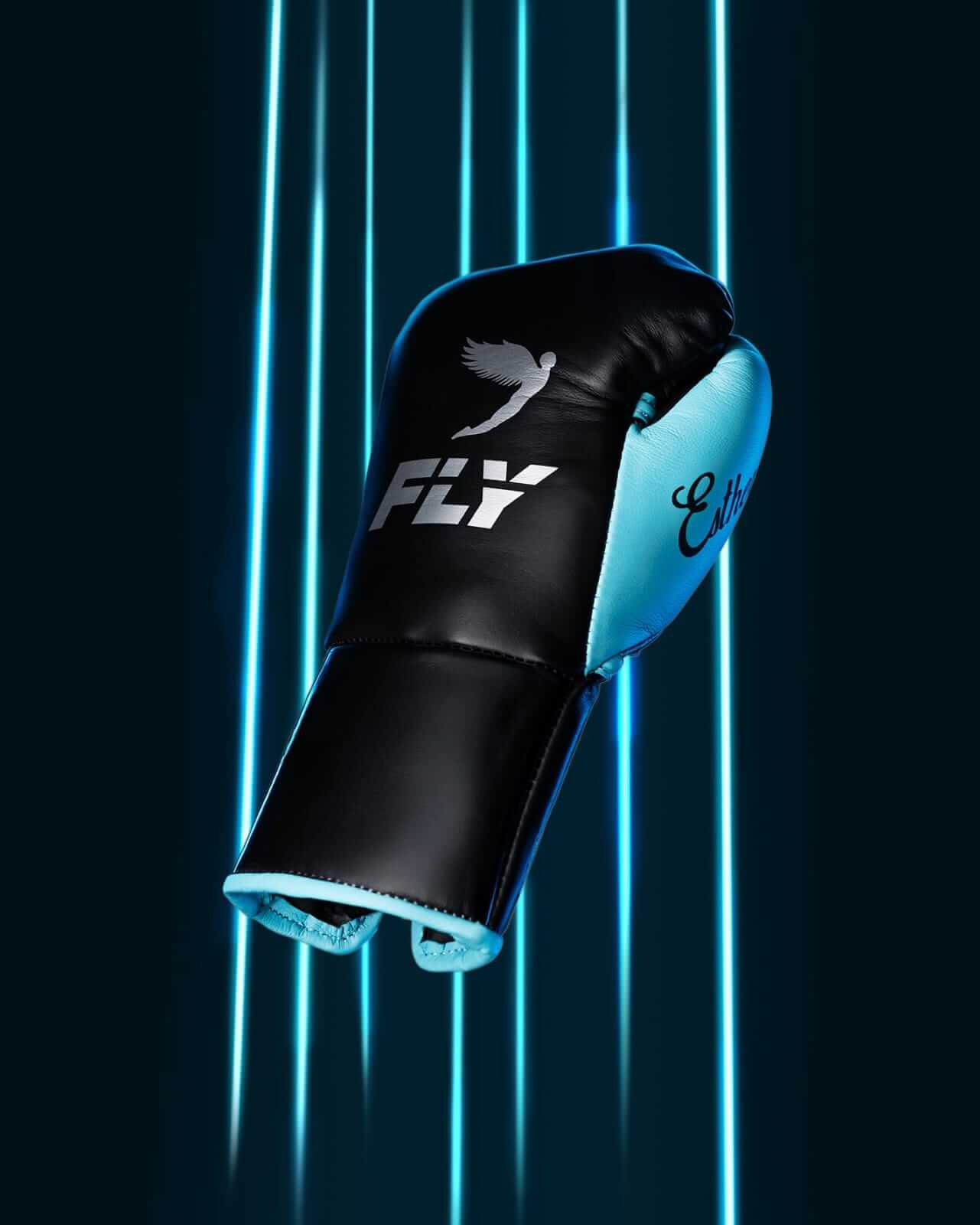 Fly Black/Blue 14oz Boxing Gloves High Quality Gym Gloves