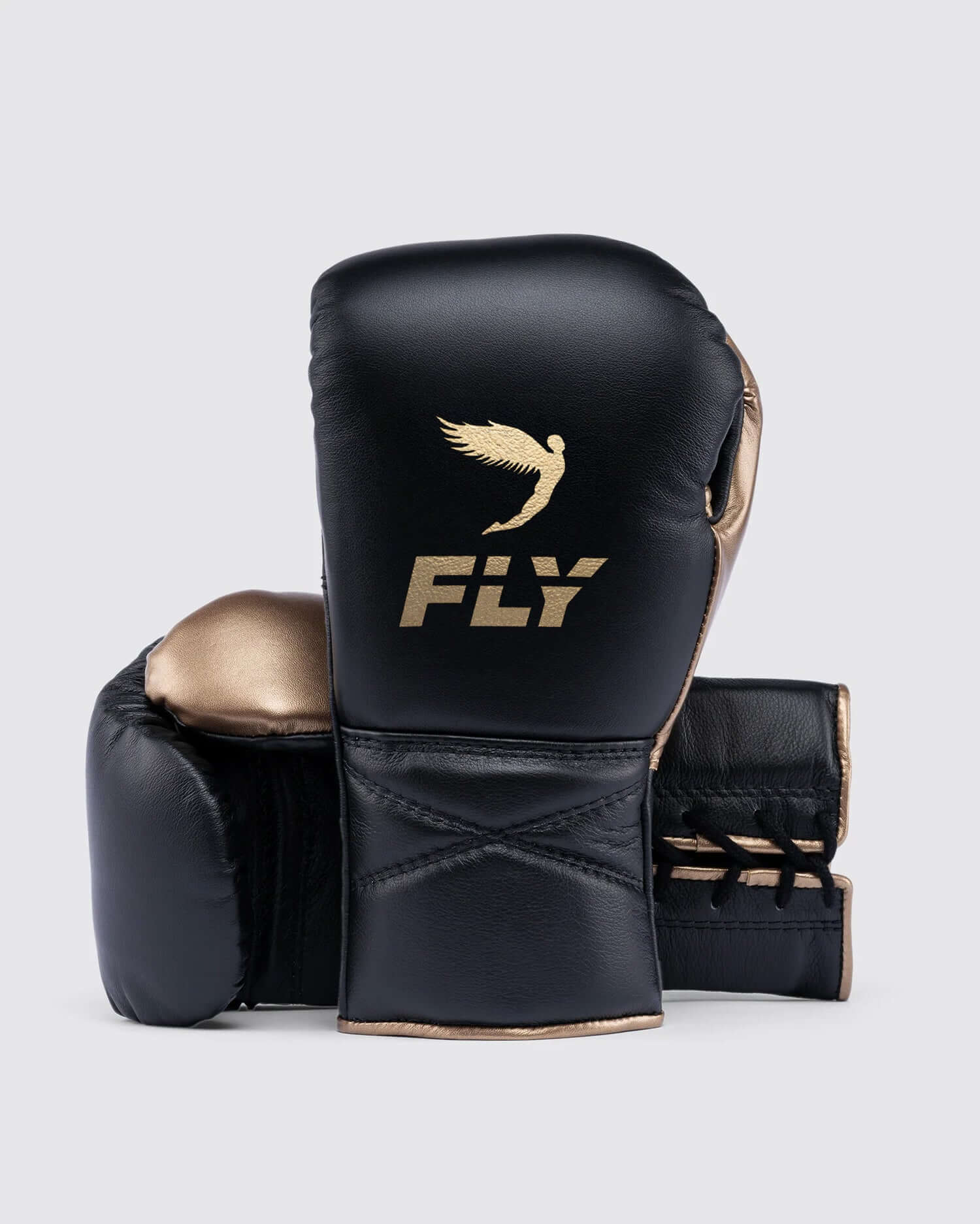 Fly Black/Gold Boxing Gloves Premium Quality Training