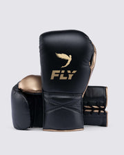 Fly Black/Gold Boxing Gloves Premium Quality Training