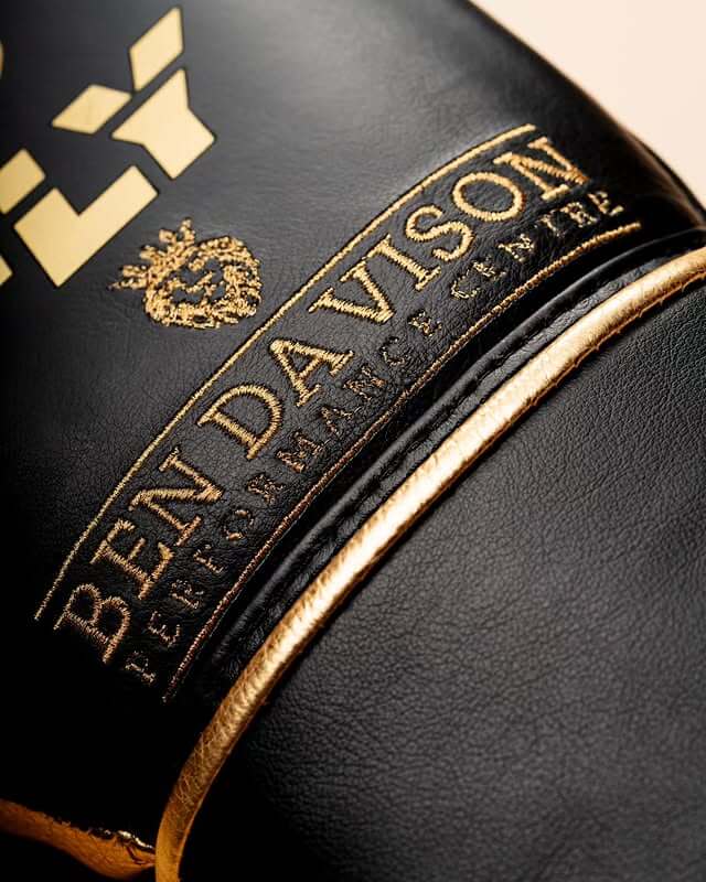 Fly Black/Gold Boxing Gloves Premium Gym Training Pair Back View