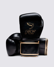 Fly Black/Gold Boxing Gloves Premium Gym Training Pair
