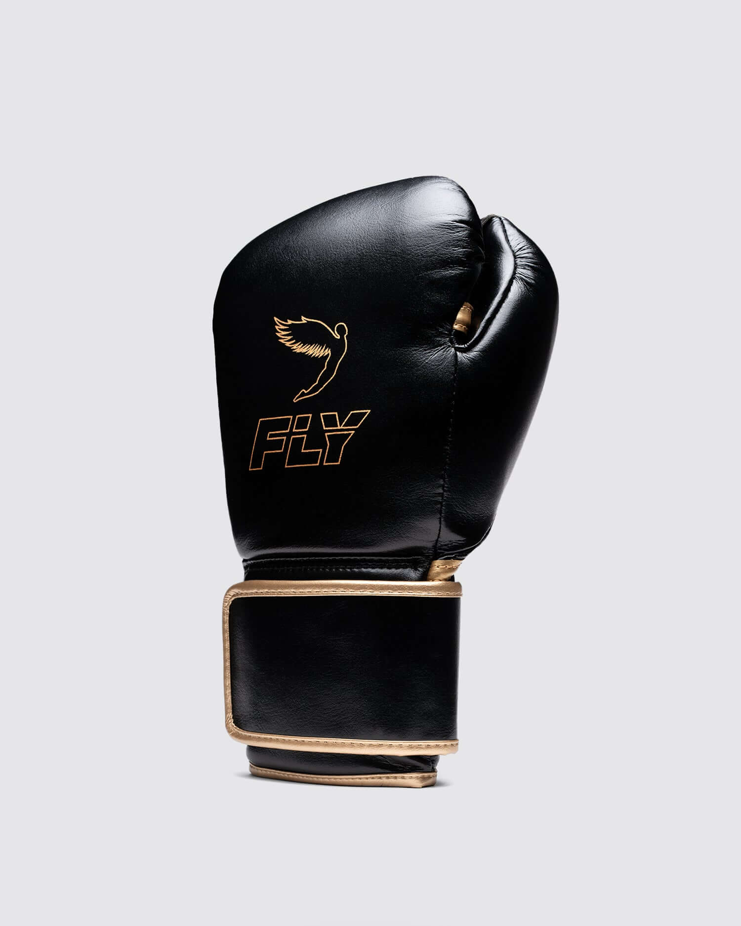 Fly Black/Gold Boxing Gloves Premium Gym Training Pair Back View