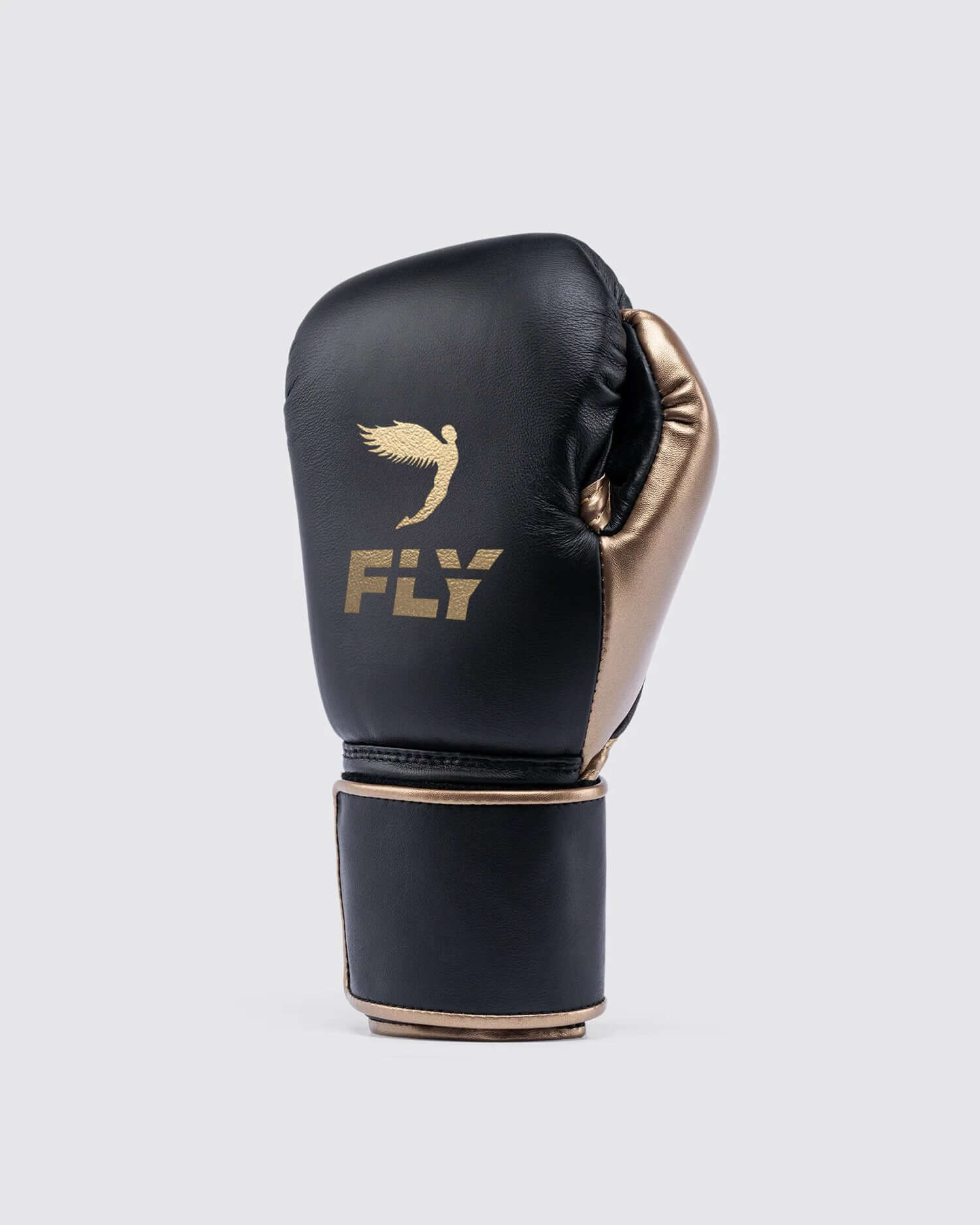 Fly Black/Gold Full View Leather Boxing Gloves back view