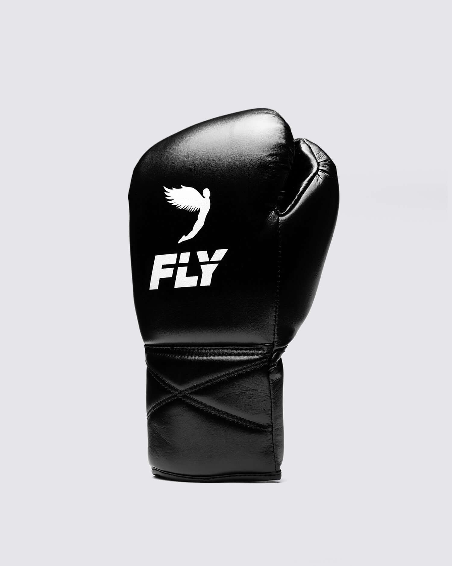 Fly Black Lace-Up Boxing Gloves Classic Training Gloves Back View