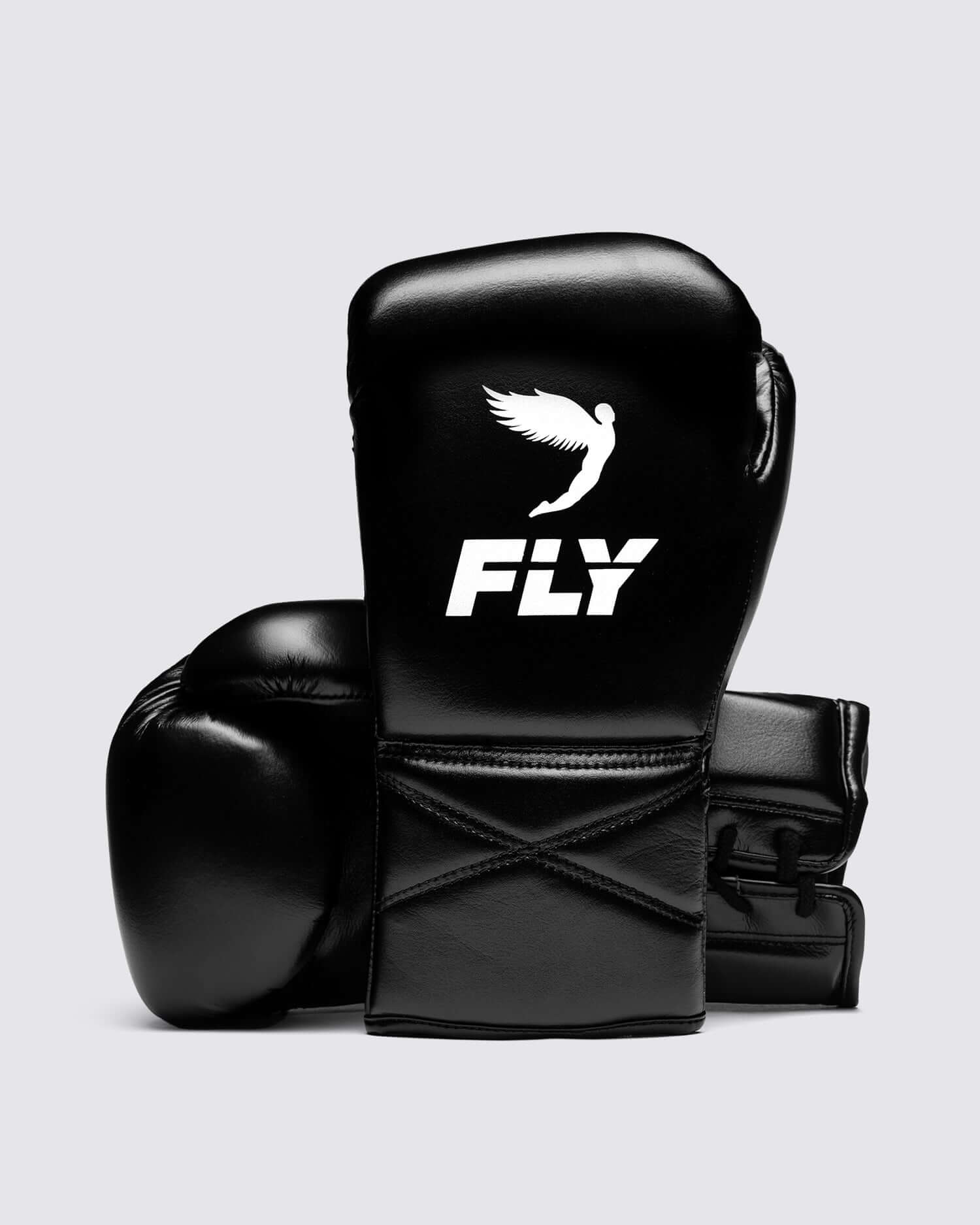 Fly Black Lace-Up Boxing Gloves Classic Training Gloves