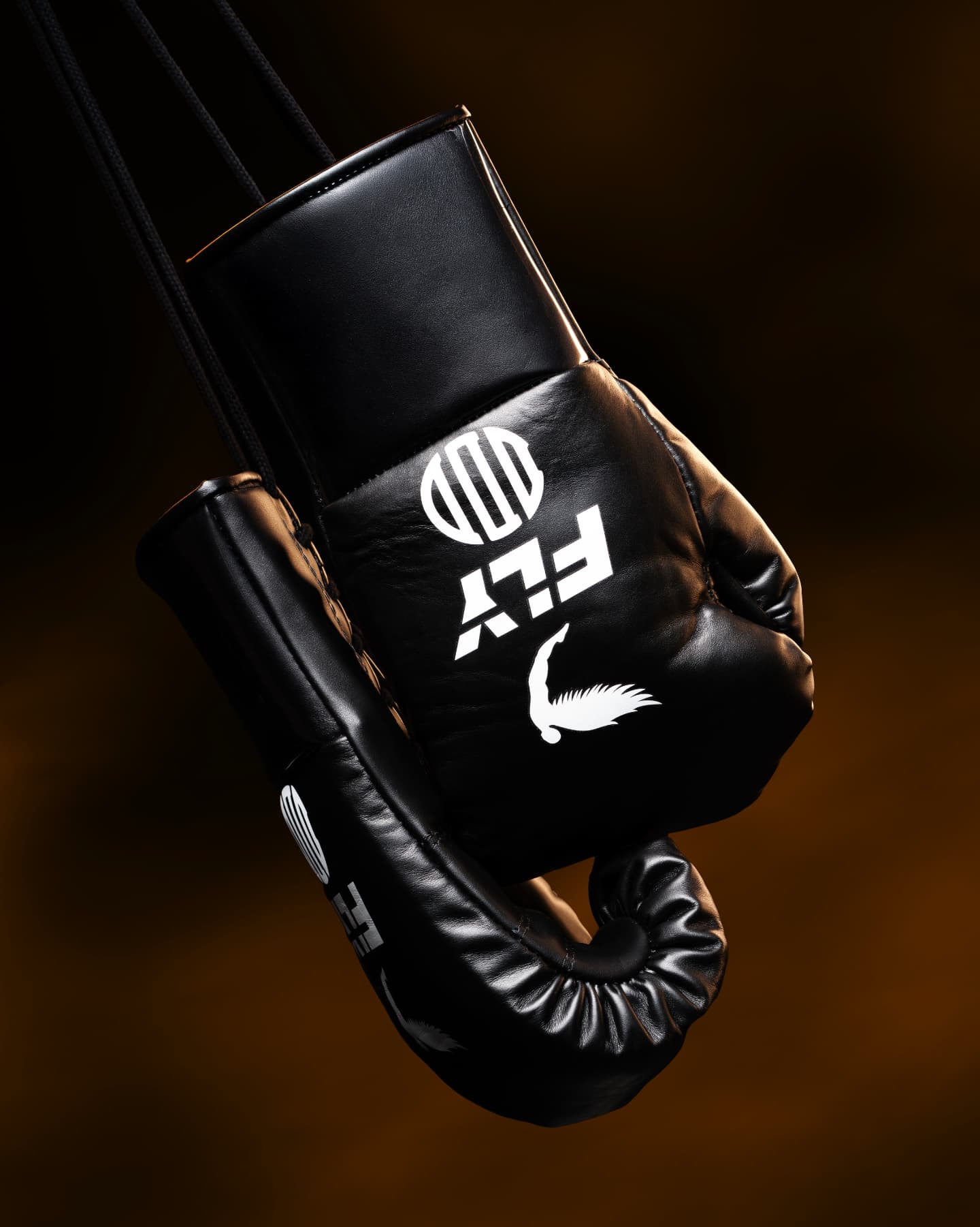 Fly Black/White Boxing Gloves Durable Sparring Gloves Back View