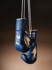 Fly Blue/Gold Lace-Up Boxing Gloves Classic Training Gloves