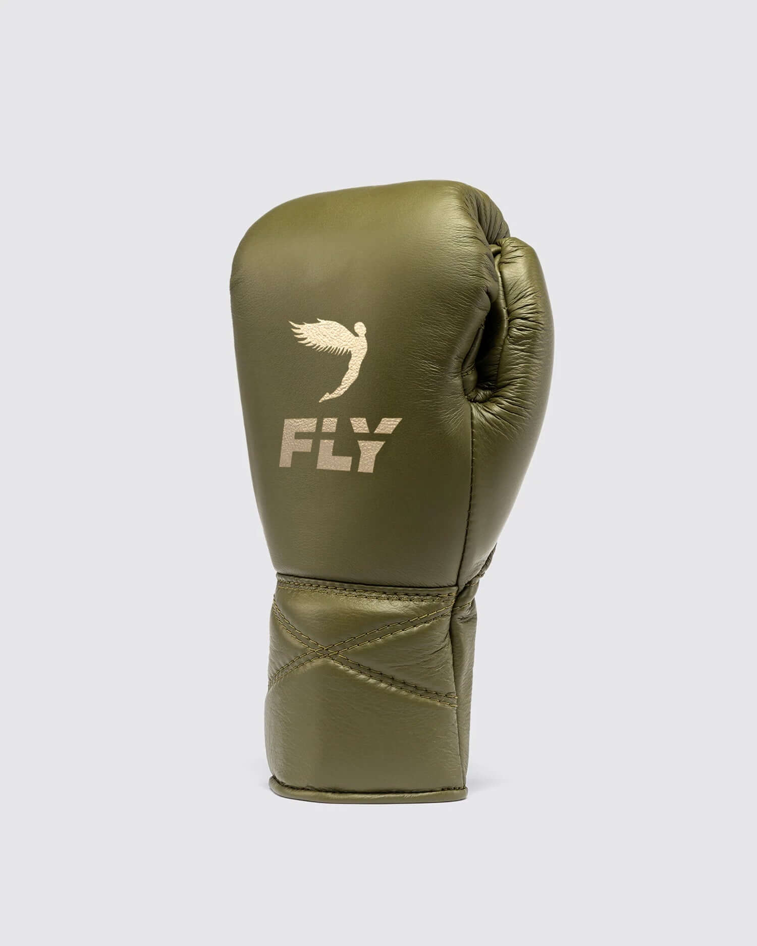 Fly Boxing Gloves on Hands Training Action Shot Green Back View