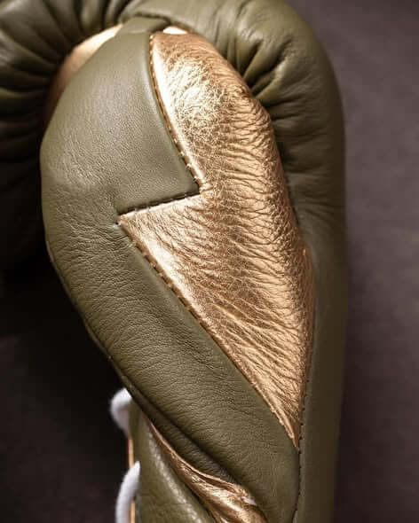 Fly Light-Green/Gold Full View Leather Boxing Gloves Thumb View