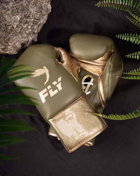 Fly Light-Green/Gold Full View Leather Boxing Gloves