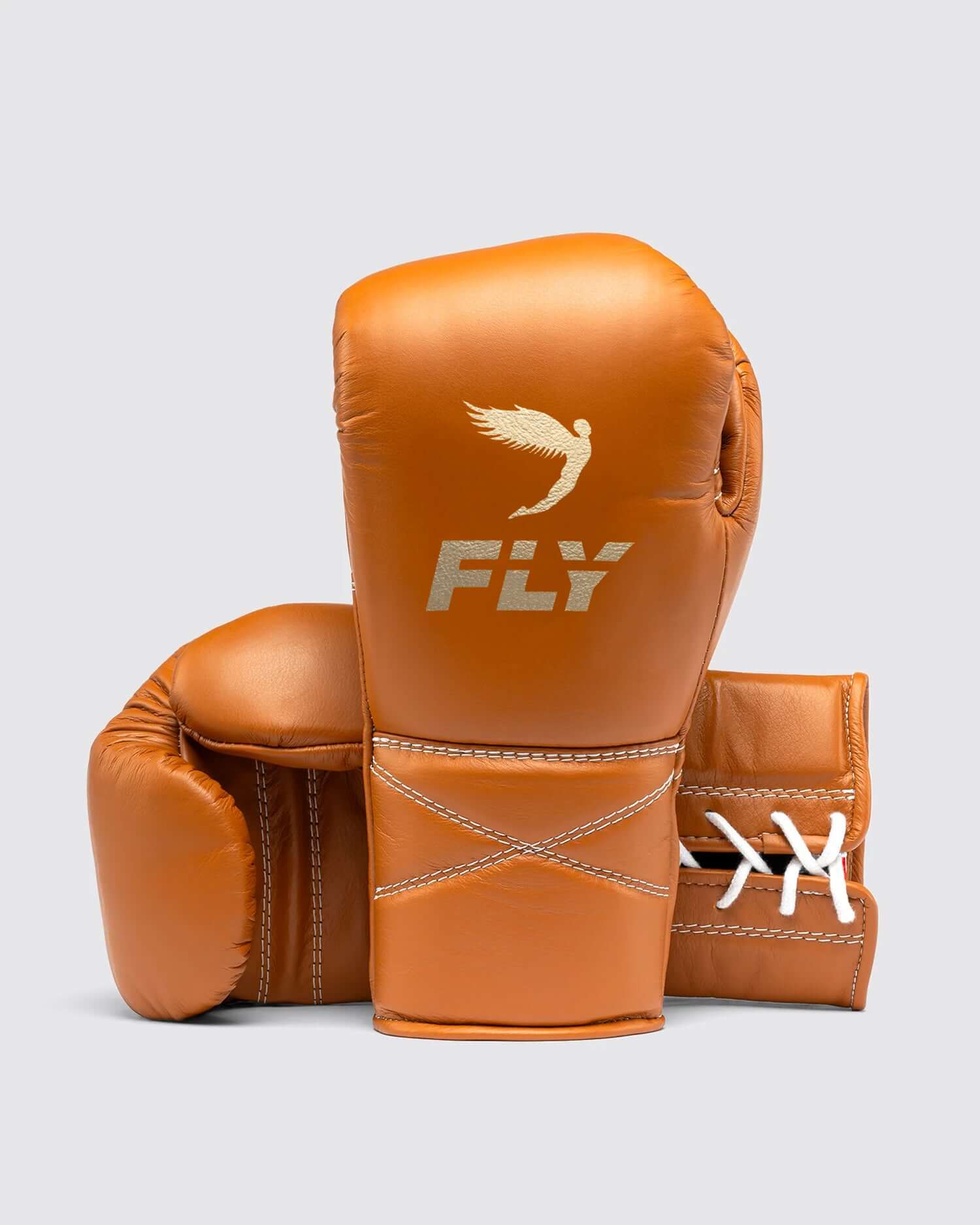 Fly Orange Lace-Up Boxing Gloves Close Up Detail
