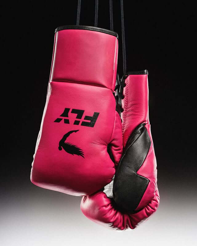 Fly Pink/Black Leather Boxing Gloves Custom Fit Training