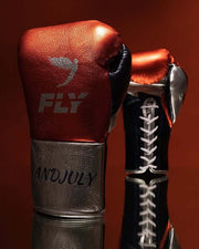 Fly Boxing Gloves Red/Black/Silver  14oz Leather Training Gloves