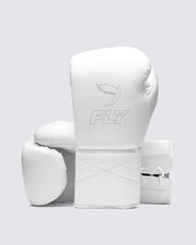 Fly White Leather Boxing Gloves Custom Fit Training