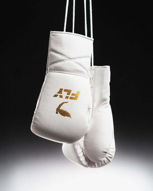 Fly White/Gold Boxing Gloves Durable Sparring Gloves