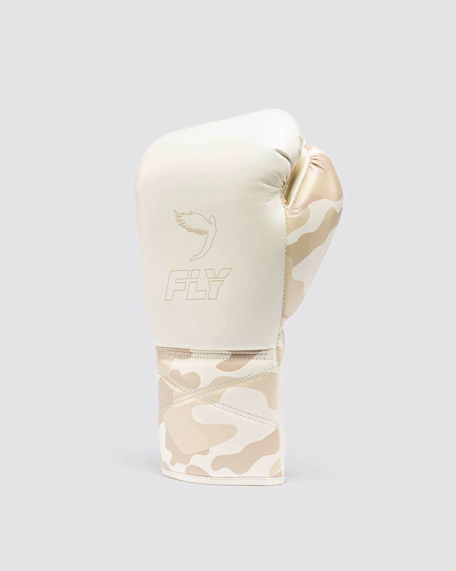 Fly White/Beige Boxing Gloves Beginner Friendly Training Gloves Back View